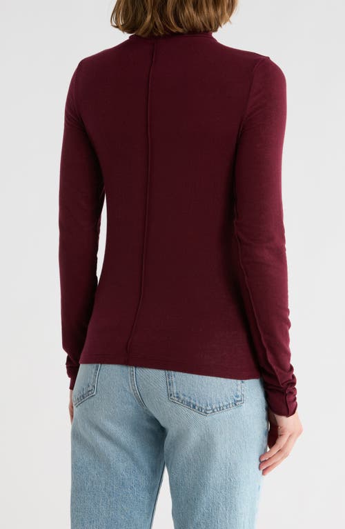 Madewell Long Sleeve Turtleneck Top In Burgundy