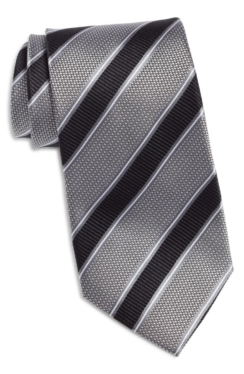 Nordstrom Stripe Jacquard Silk Tie, Main, color, Silver