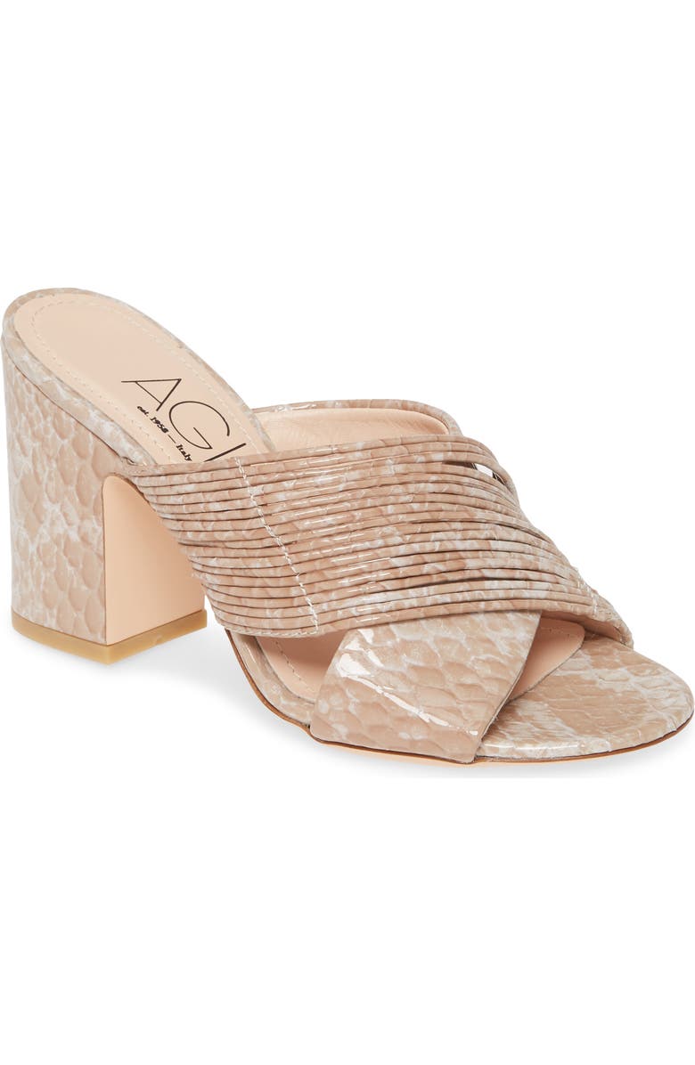 AGL Snake Embossed Slide Sandal, Main, color,