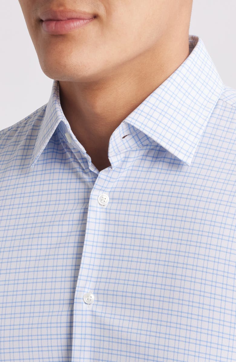 BOSS Hank Kent Slim Fit Plaid Performance Twill Dress Shirt, Alternate, color, Open Blue