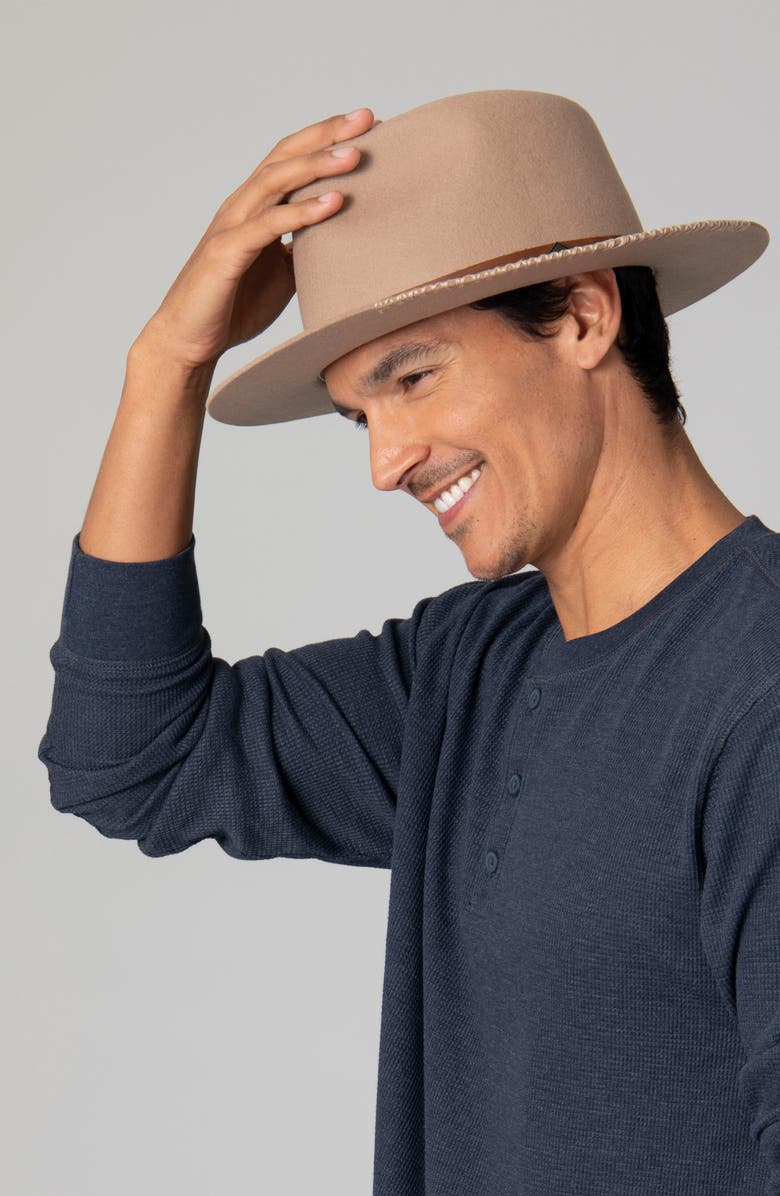 San Diego Hat Faux Leather Wool Fedora, Alternate, color, Tan