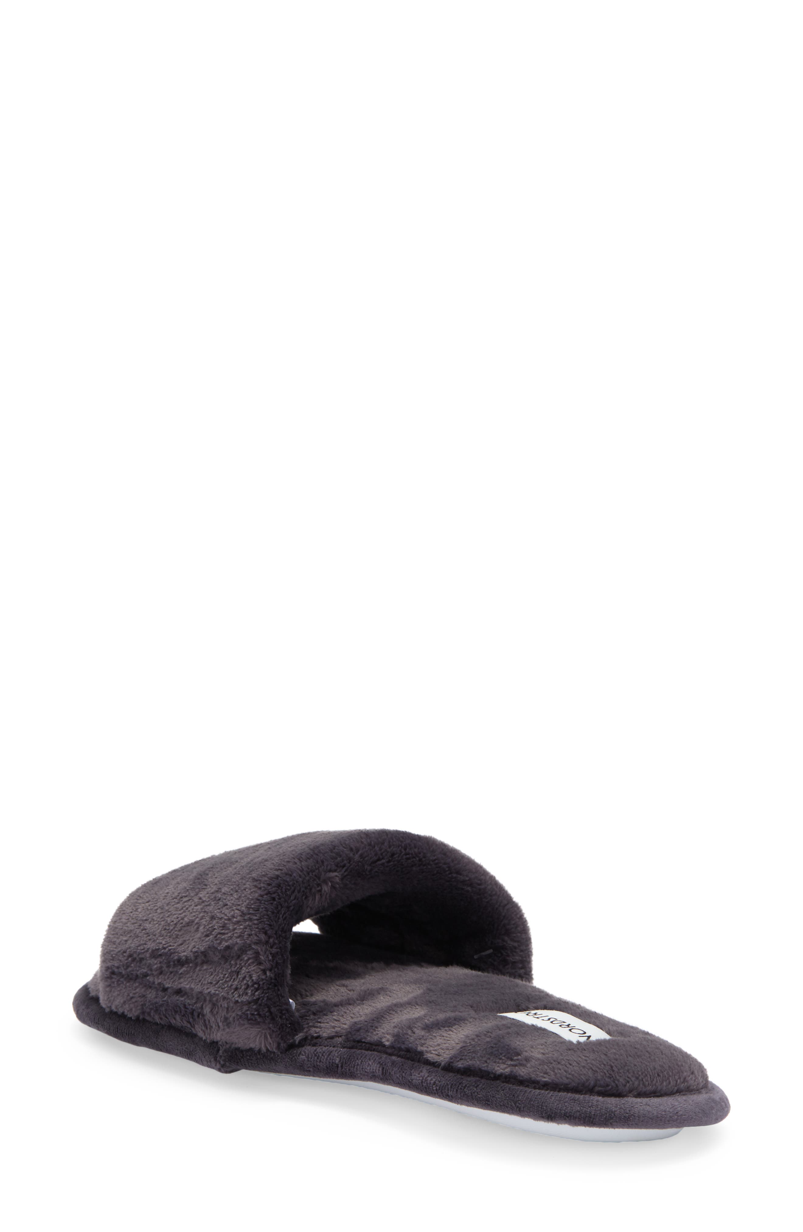 Plush Faux Fur Slipper, Alternate, color, GREY STONEHENGE