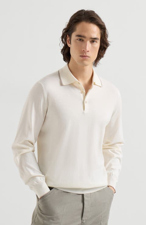 Cotton and cashmere knit polo