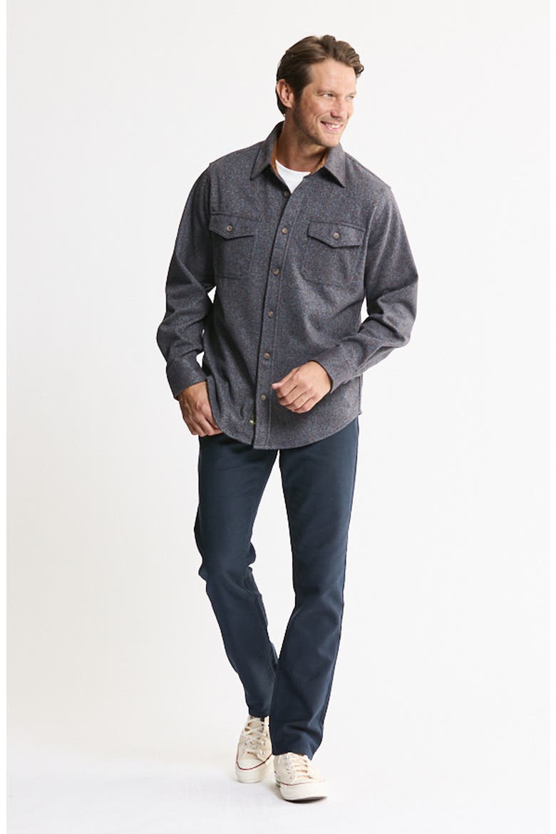 Corduroy Trim Knit Flannel Button-Up Shirt, Alternate, color, BLUE