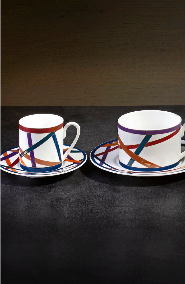 Missoni Home Tableware Coffee Cup
Saucer NASTRI Set of 2 in Luxury Box Multicolor diam. 2.3", H 2.5", Cap. 4 oz, Saucer diam. 4.75", Alternate, color, Multicolor