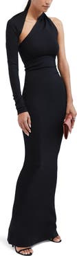 Marcella Manhattan One-Shoulder Ponte Knit Gown