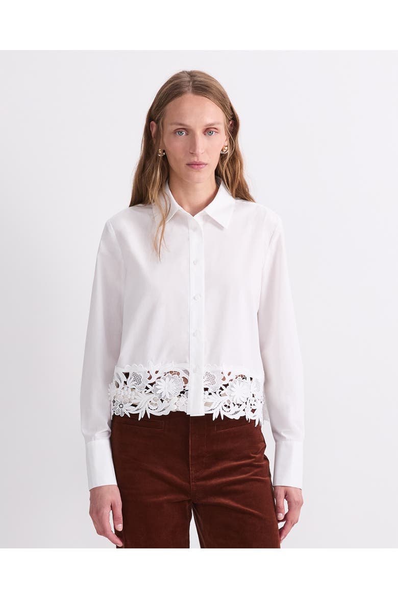 Gracie Cropped Lace Shirt, Main, color, White