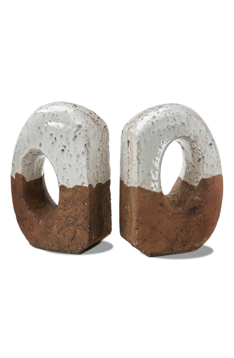 tag Torus Decorative Bookends White Multi Terracotta Stylish Decor, Main, color, White