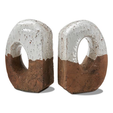 Torus Decorative Bookends White Multi Terracotta Stylish Decor