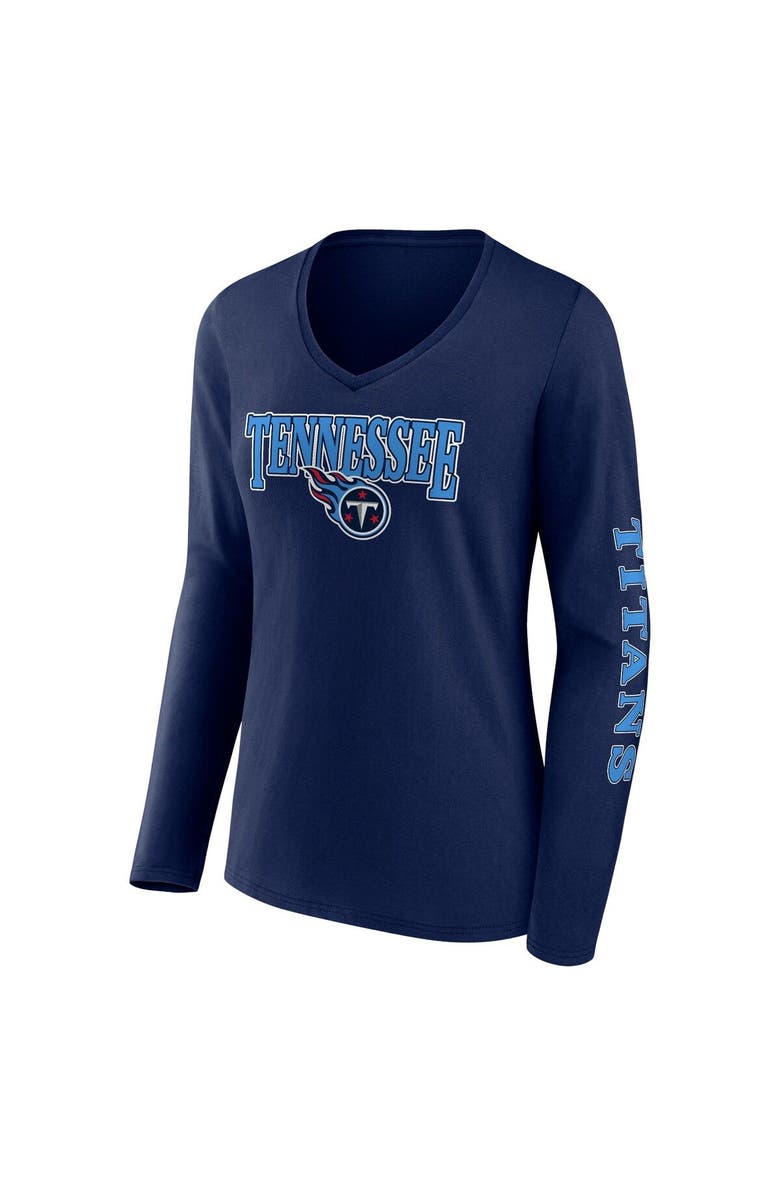 FANATICS Women's Fanatics Branded Navy Tennessee Titans Wordmark Long Sleeve V-Neck T-Shirt, Alternate, color, Navy