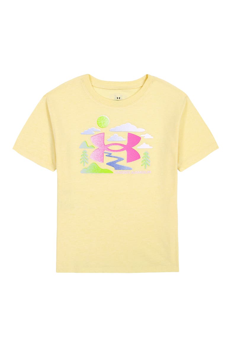 Kids' UA Stream Core Foil Graphic Tee, Main, color, PALE LEMON
