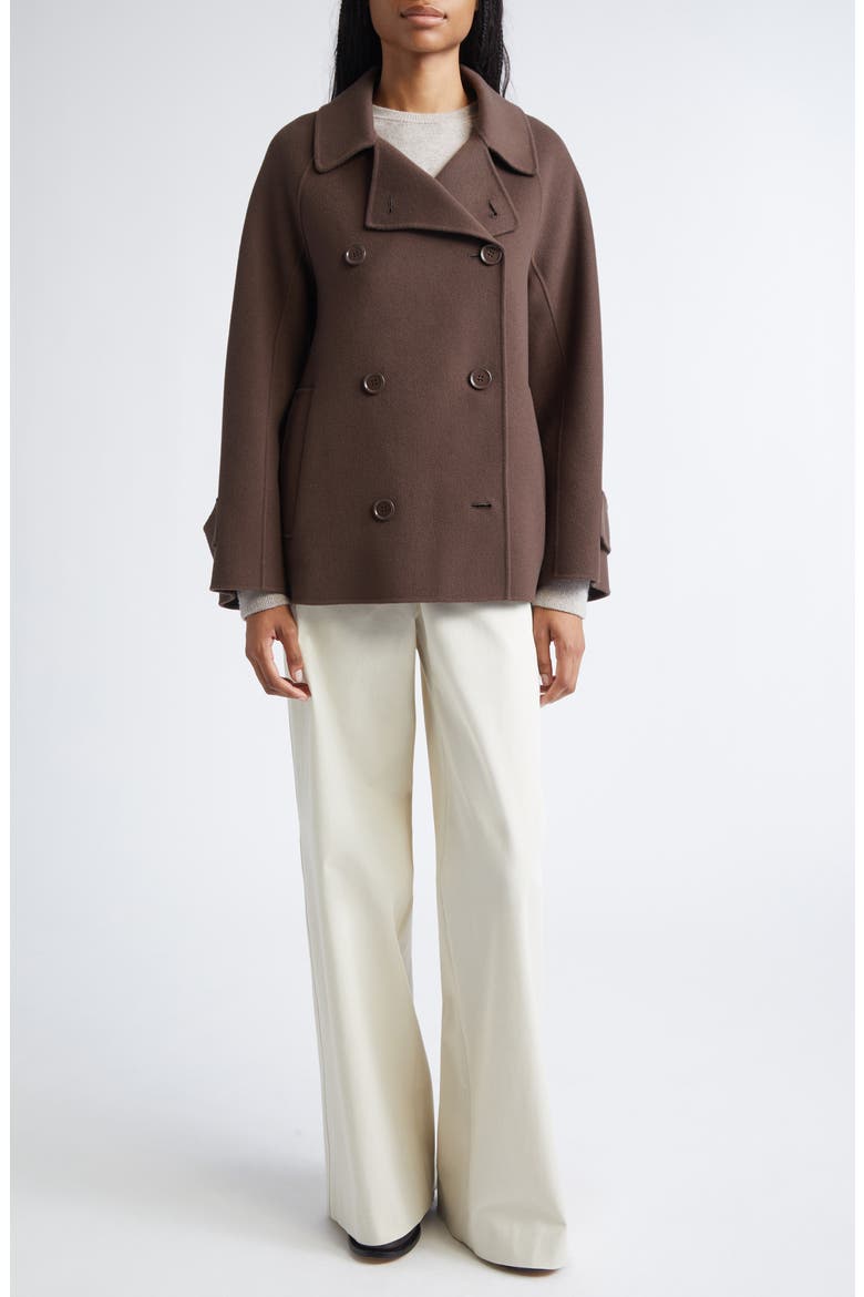 Louise Short Wool Double Face Coat, Alternate, color, CHOCOLATE