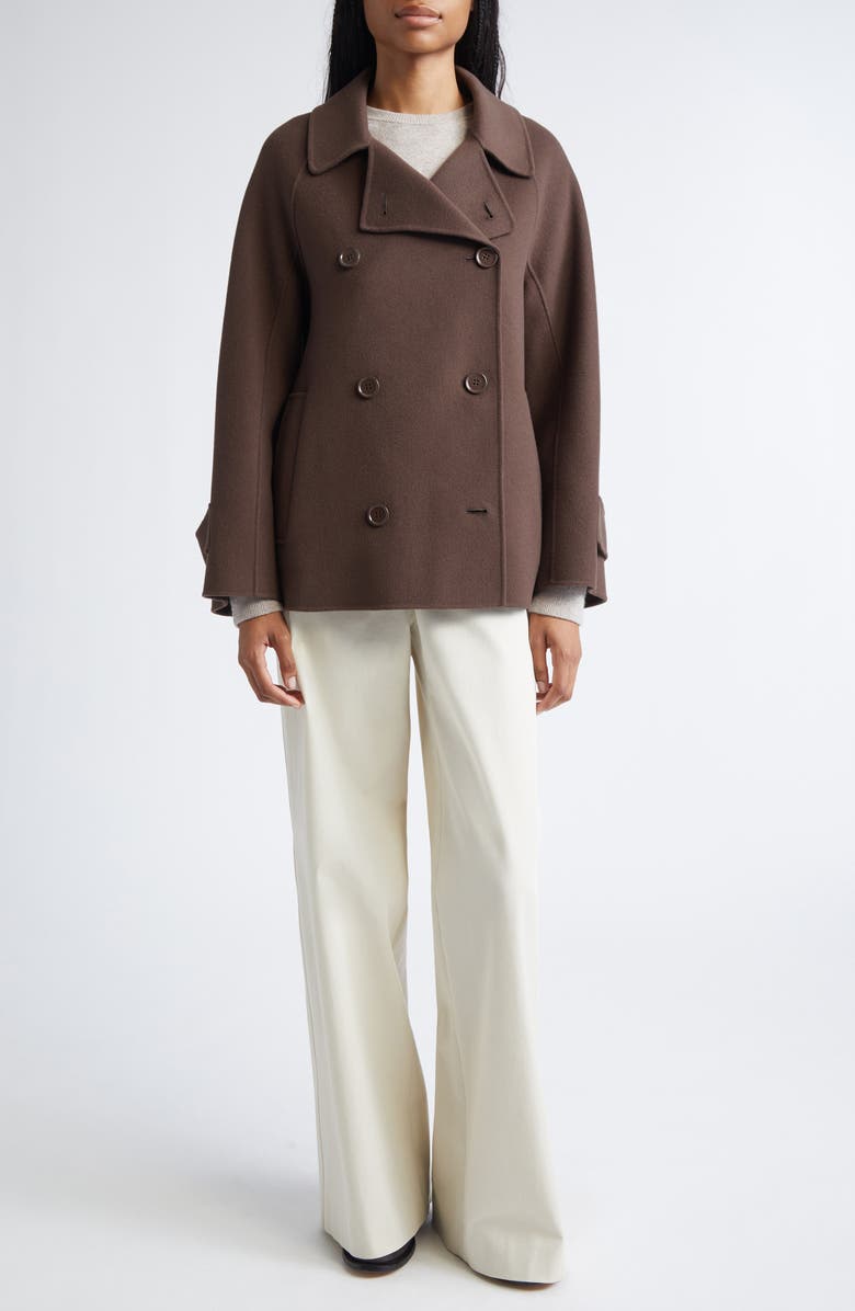 Max Mara Louise Short Wool Double Face Coat, Alternate, color, Chocolate