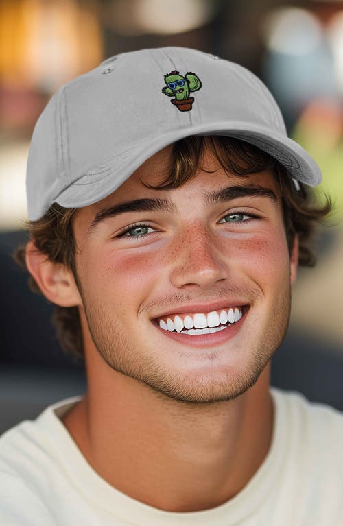 Dalix Cactus Embroidered Casual Cap In Gray