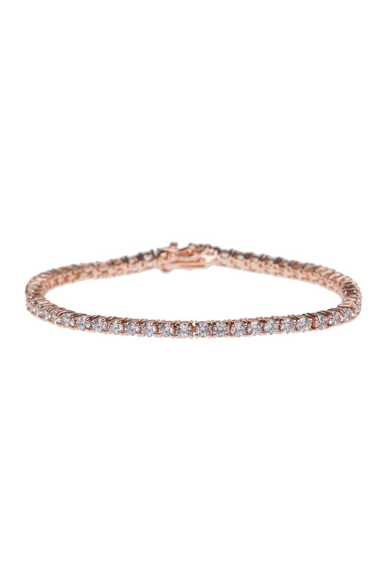 Prong Set CZ Pave Tennis Bracelet , Main, color, CLEAR/ROSE GOLD