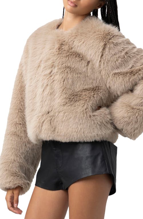 Blanknyc Faux Fur Crop Jacket In Brown