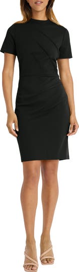 Mock Neck Short Sleeve Sheath Dress