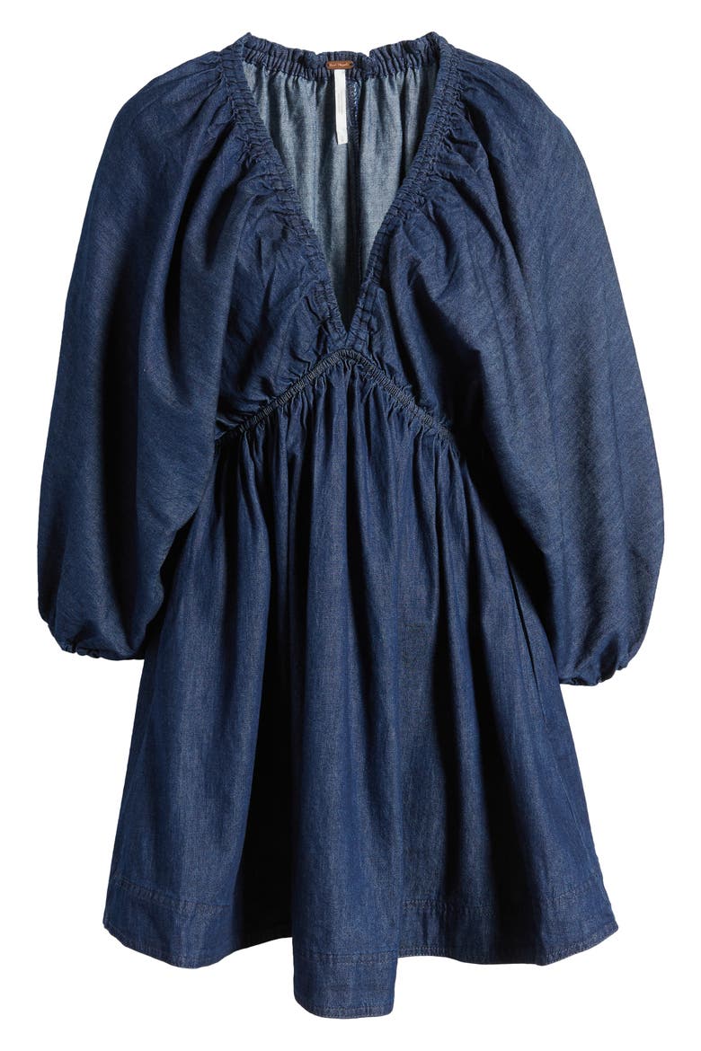 Portia Long Sleeve Denim Babydoll Minidress, Alternate, color, INDIGO DARK RINSE