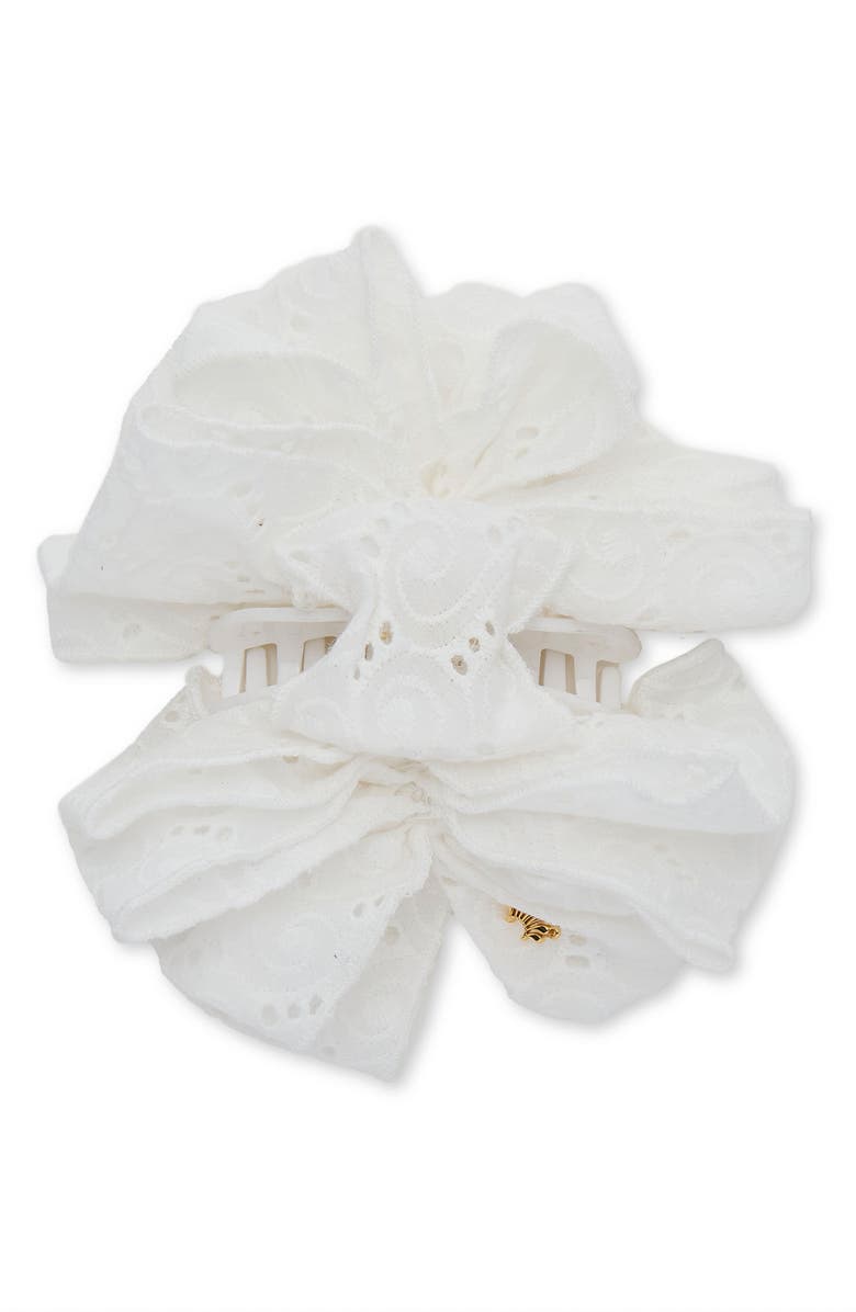 Lele Sadoughi Rita Eyelet Bow Claw Clip, Main, color, Ivory