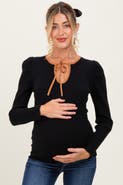 PinkBlush Ribbed Knit Cutout Tie Front Top