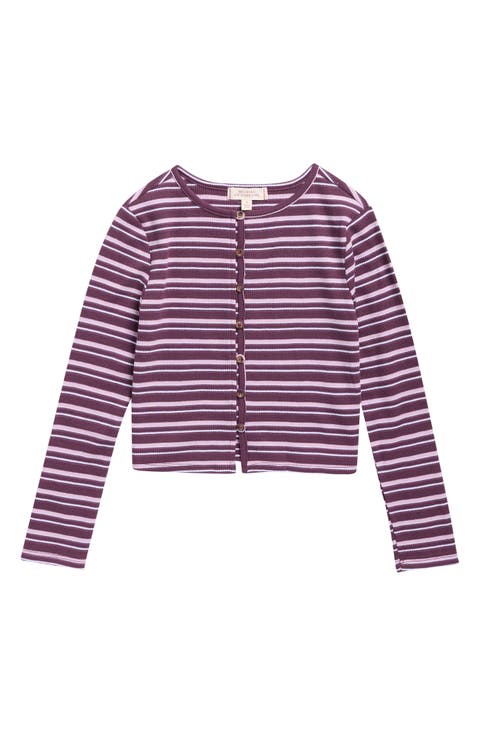 Kids' Striped Rib Cardigan