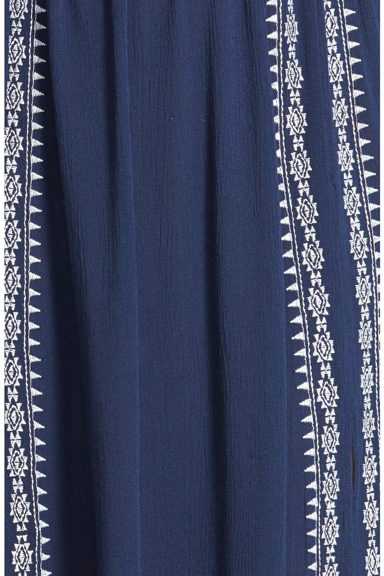 ASTR Embroidered Strapless Dress, Alternate, color, NAVY