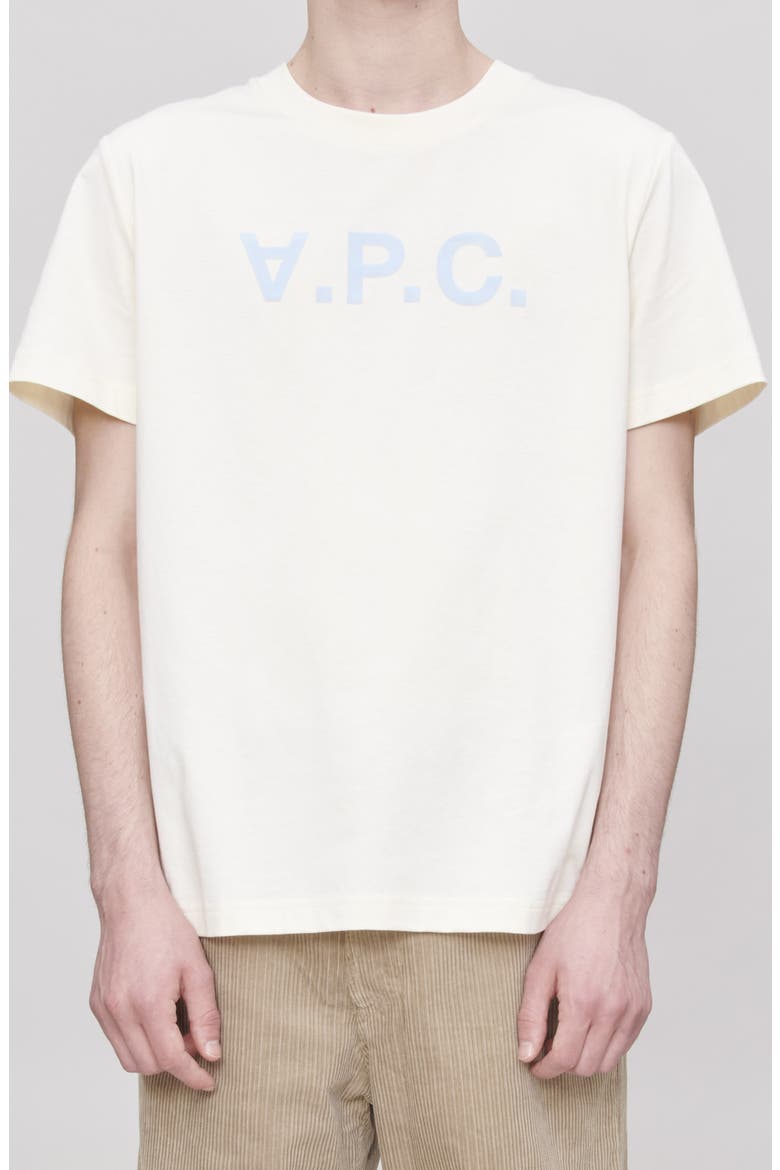 Grand V.P.C. Logo T-Shirt, Main, color, ECRU / BLUE CIEL