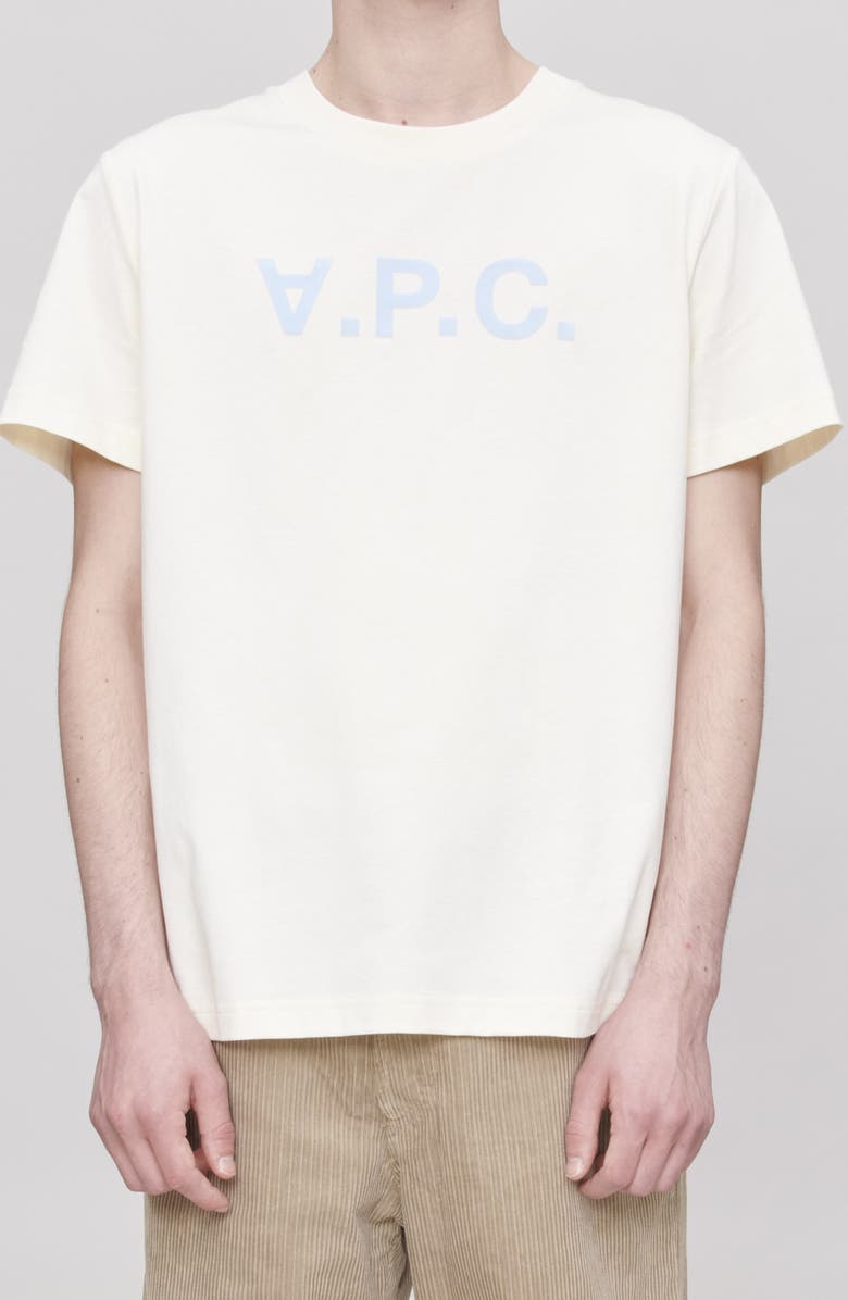 A.P.C. Grand V.P.C. Logo T-Shirt, Main, color, Ecru / Blue Ciel
