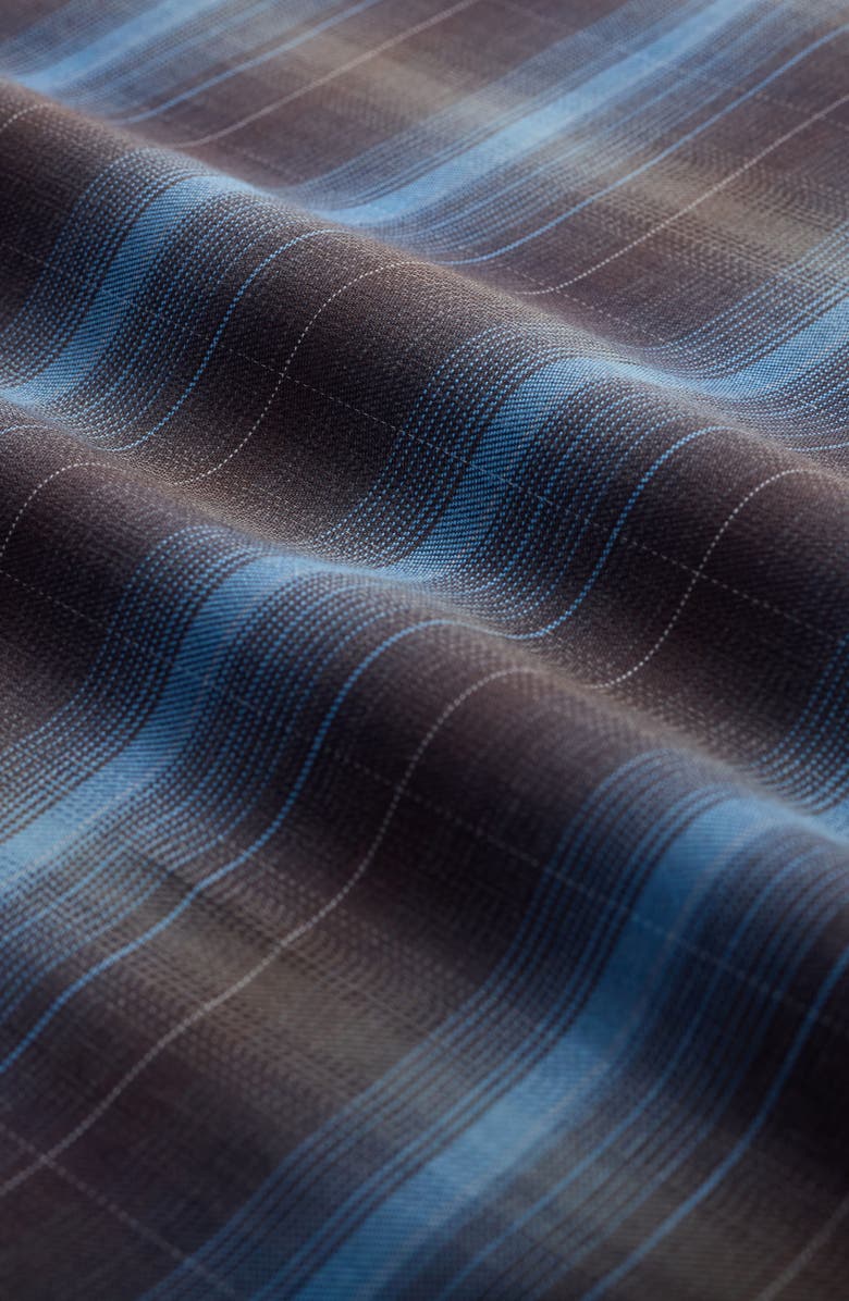 Bugatchi Karl Shaped Fit Plaid Cotton & Cashmere Button-Up Shirt, Alternate, color, Khaki/Multi