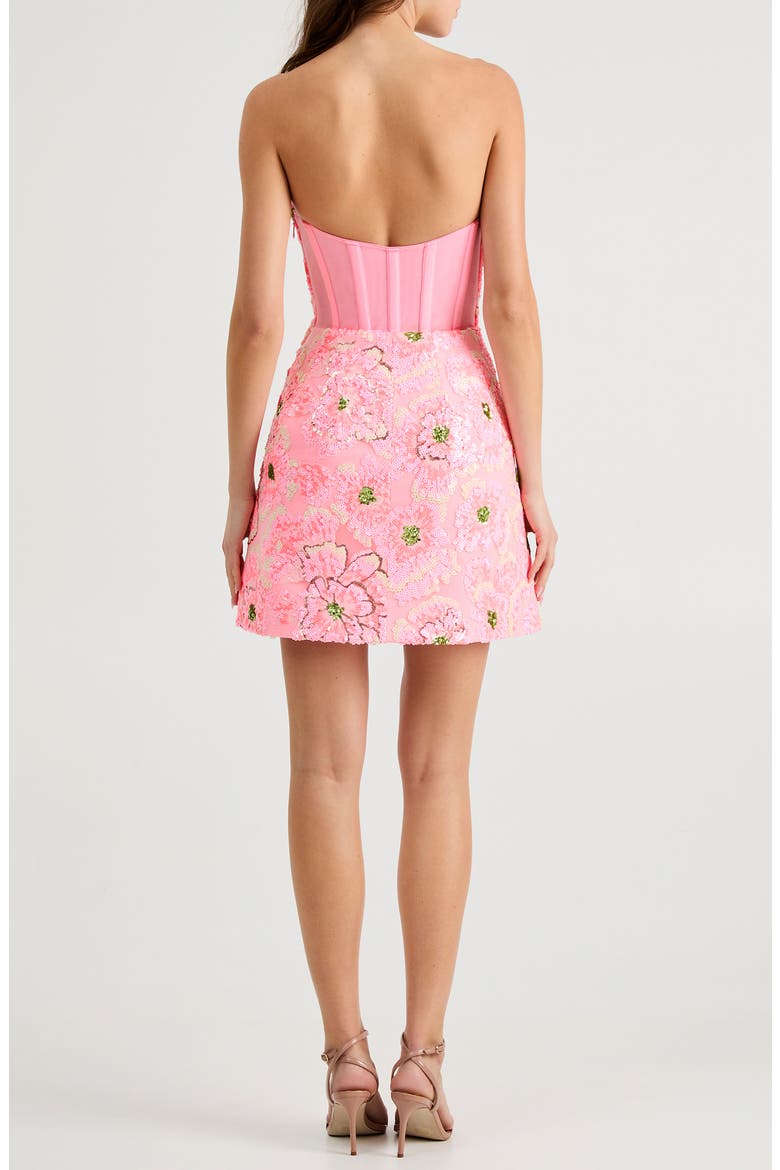 Ariana 3D Floral Appliqué Fit & Flare Cocktail Minidress, Alternate, color, SALMON FLORAL