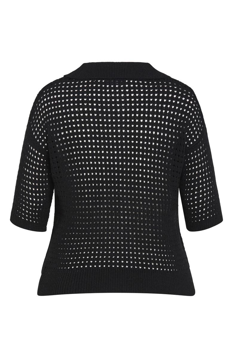 City Chic Zahra Open Stitch Johnny Collar Sweater, Alternate, color, 
