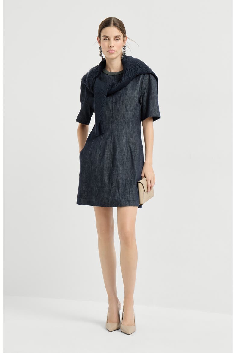 T-shirt dress with monili, Alternate, color, Denim
