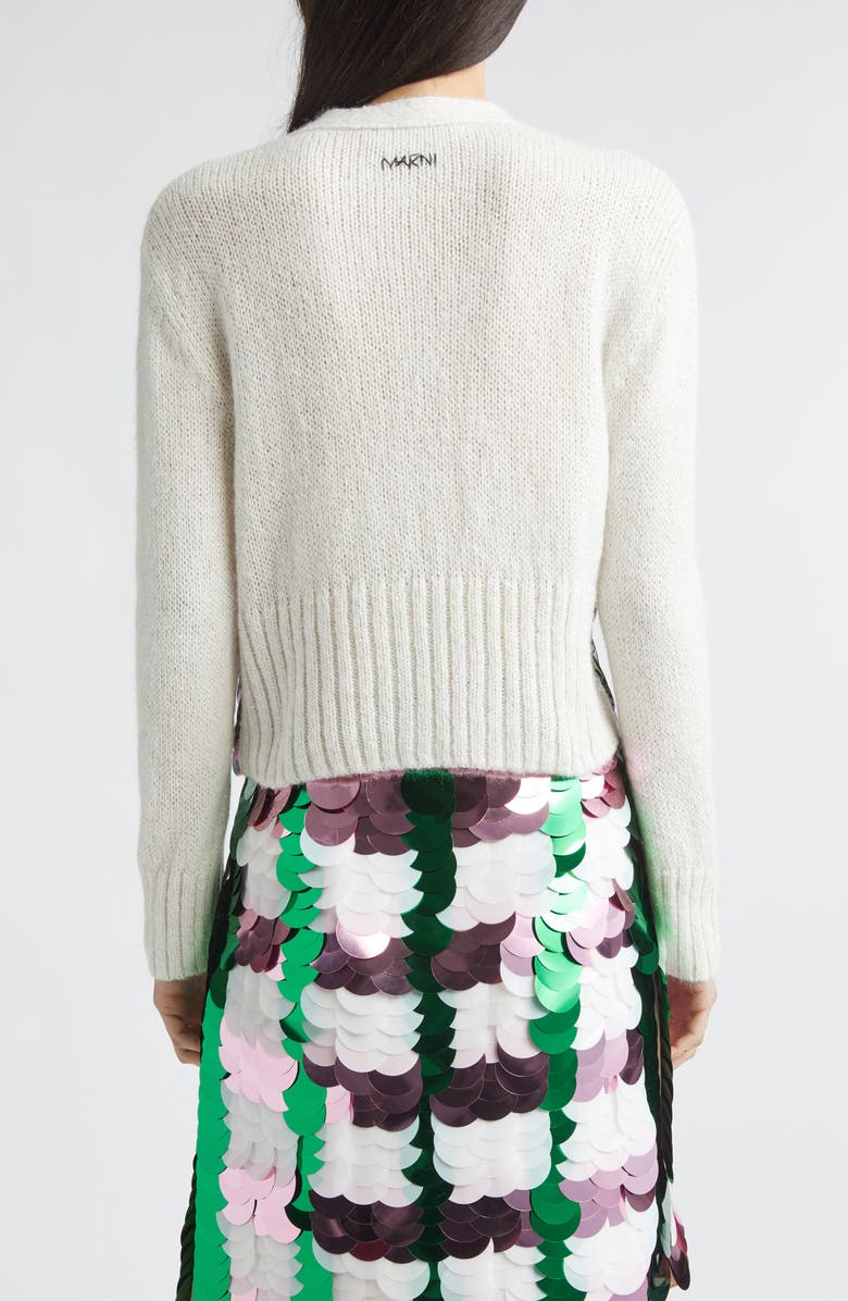 Marni Sequin Logo Cardigan, Alternate, color, Snow