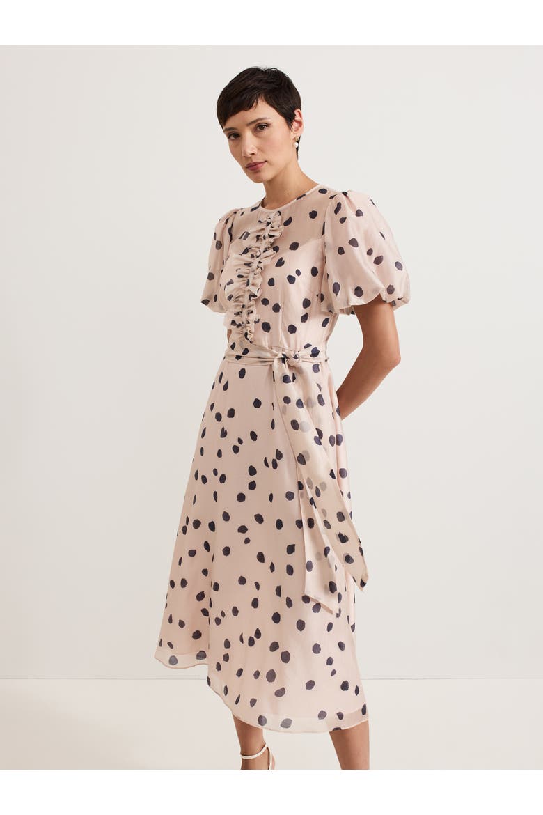 Nicola Ruffle-Front Midi Dress, Alternate, color, Pale Pink
