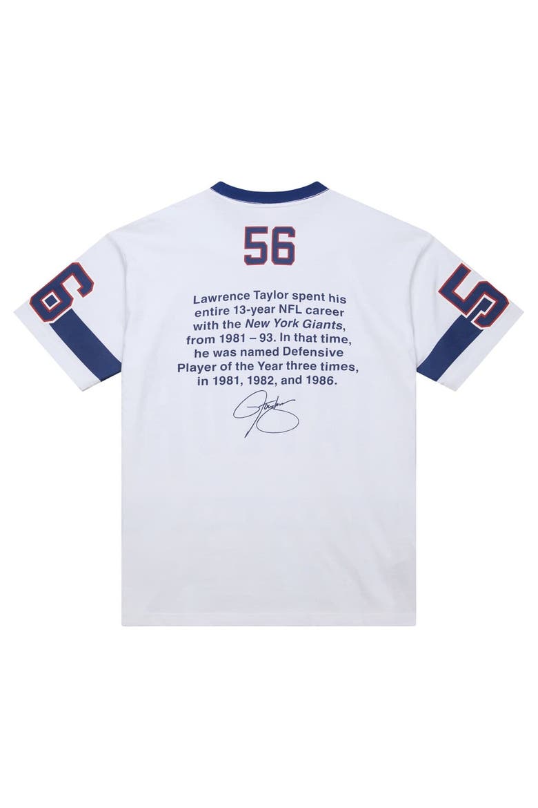 Men's Mitchell & Ness Lawrence Taylor White New York Giants Name & Number Team Origins Vintage Logo T-Shirt, Alternate, color, White