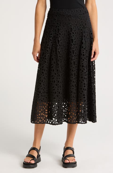 Floral Cotton Eyelet Skirt