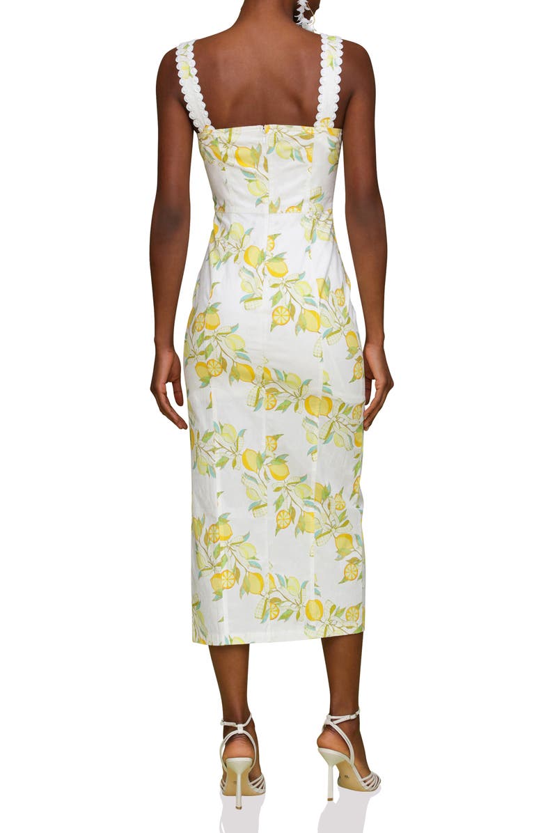 Avec Les Filles Lemon Print Stretch Cotton Dress, Alternate, color, Lemon Vine