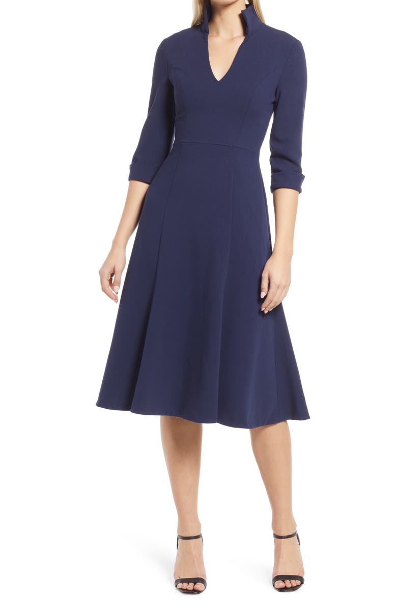 Black Halo Kensington Fit & Flare Midi Dress, Main, color, Pacific Blue