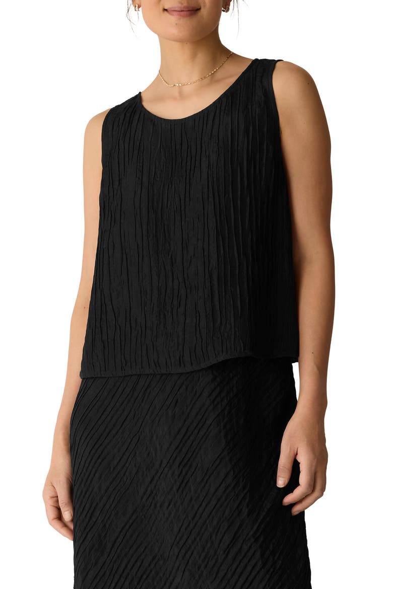Stretch Silk Shell Top, Main, color, BLACK