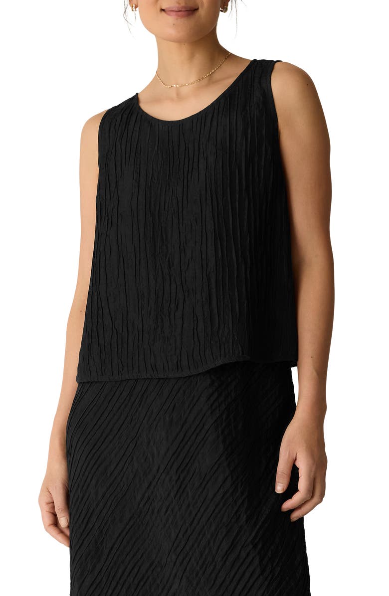 Eileen Fisher Stretch Silk Shell Top, Main, color, Black