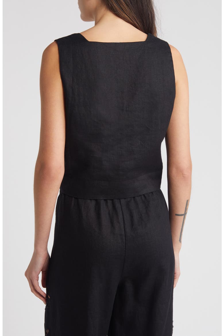 Akira Linen Crop Tank Top, Alternate, color, BLACK