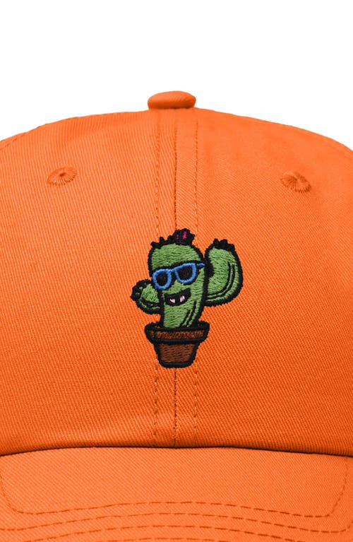 Dalix Cactus Embroidered Casual Cap In Orange
