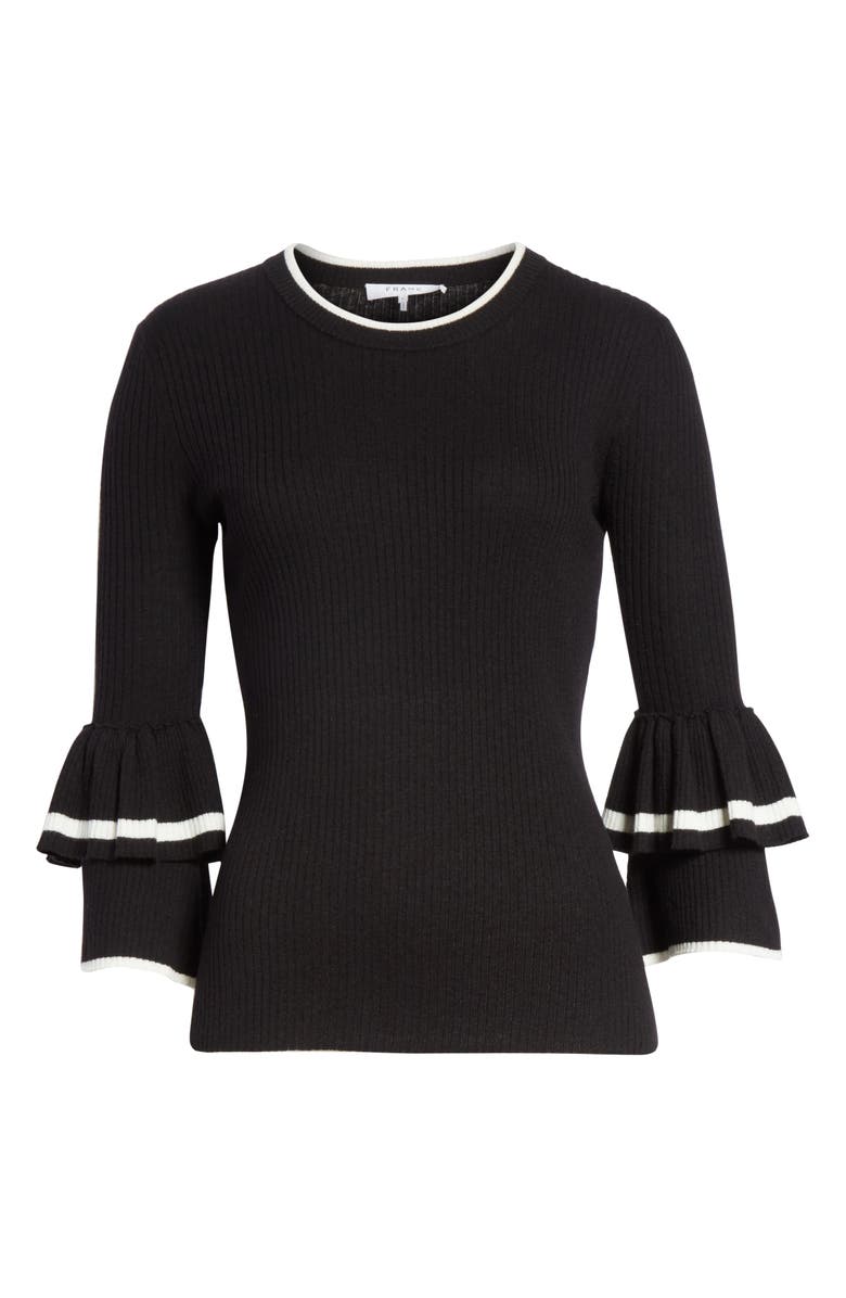 FRAME Double Ruffle Cuff Sweater, Alternate, color, 