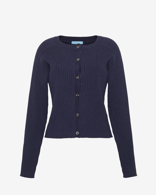 Draper James Luxe Cropped Rib Cardigan In Blue