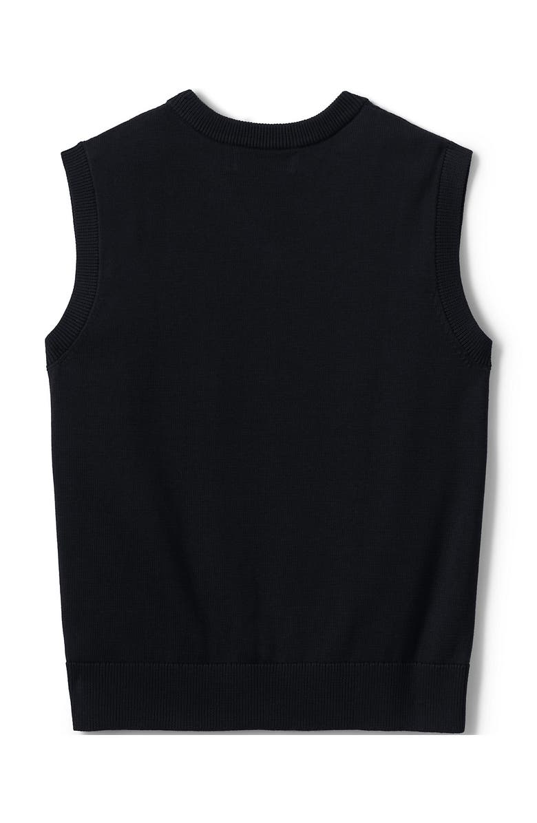 Lands' End School Uniform Kids Cotton Modal Fine Gauge Sweater Vest, Alternate, color, Black
