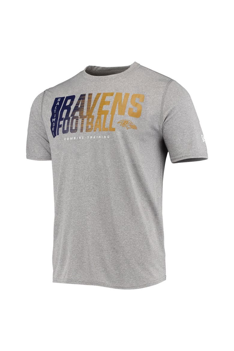 Men's New Era Heathered Gray Baltimore Ravens Combine Authentic Game On T-Shirt, Alternate, color, Heather Gray