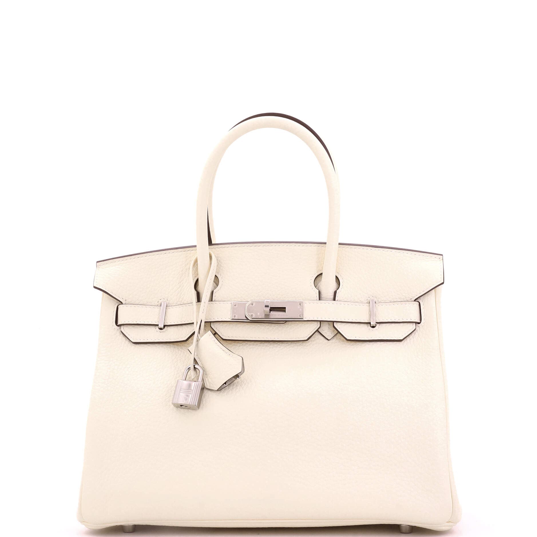 Pre-Owned Hermes Birkin Handbag Light Clemence with Palladium Hardware 30, Main, color, Nata