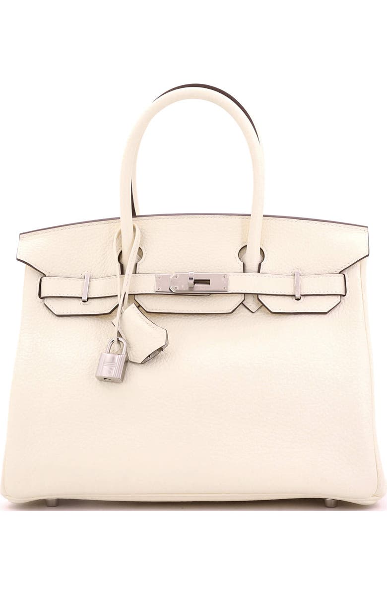 Pre-Owned Hermes Birkin Handbag Light Clemence with Palladium Hardware 30, Main, color, Nata
