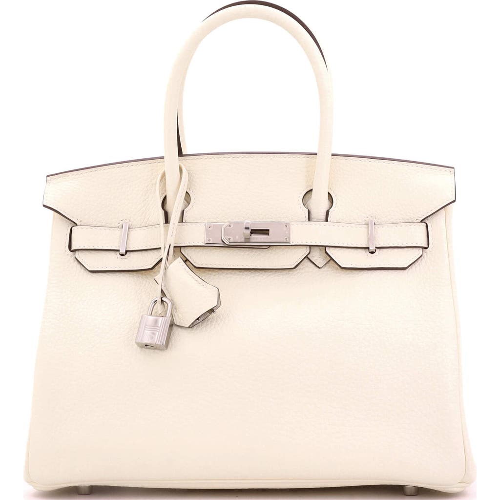 Pre-owned Hermes  Hermes Birkin Handbag Light Clemence With Palladium Hardware 30 In Neutral