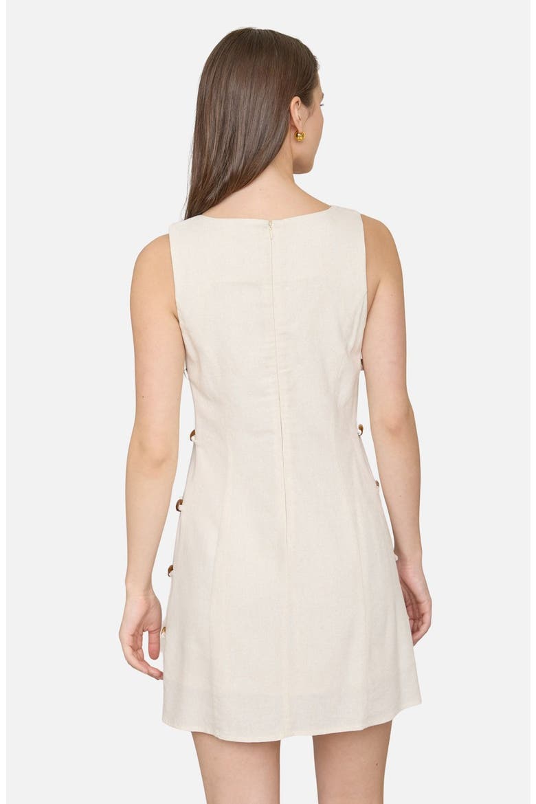 Side Button Sleeveless Minidress, Alternate, color, NATURAL